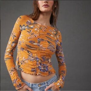 We The Free Dreamed of You Orange and Purple Floral Long Sleeved Tee